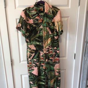 NEW Farm Rio Jungle Tropical Utility Jean Jumpsuit XL